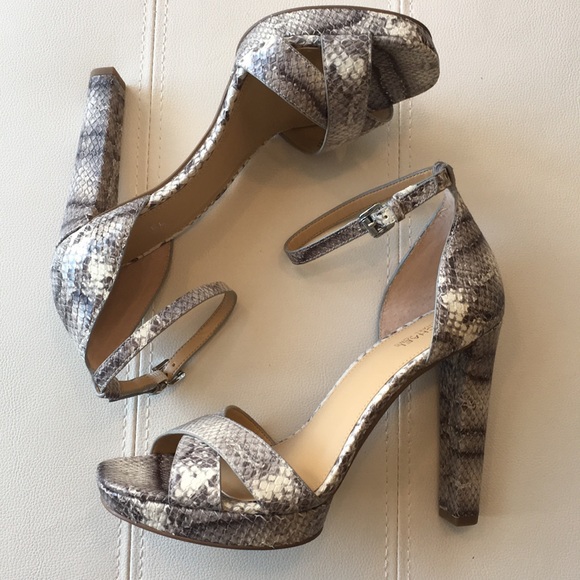 Michael Kors Shoes - NEW! MK Python white and gray peep toe heels
